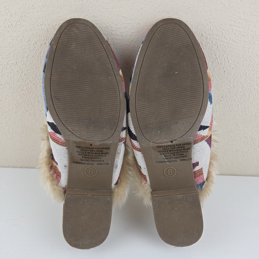 Universal Thread Multicolor Litzy Southwestern Faux Fur Mules Slip On Wmns Sz 8 - Picture 11 of 12